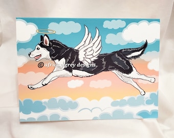 Flying Siberian Husky Angel Greeting Card