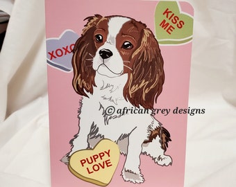 Cavalier King Charles Spaniel Puppy Love Greeting Card