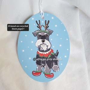 Christmas Schnauzer Linen Paper Ornament/Gift Tag