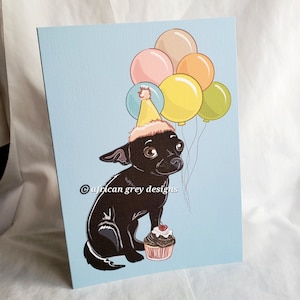 Black Chihuahua &#39;n Balloons Greeting Card