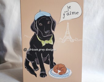 French Black Labrador Retriever Greeting Card