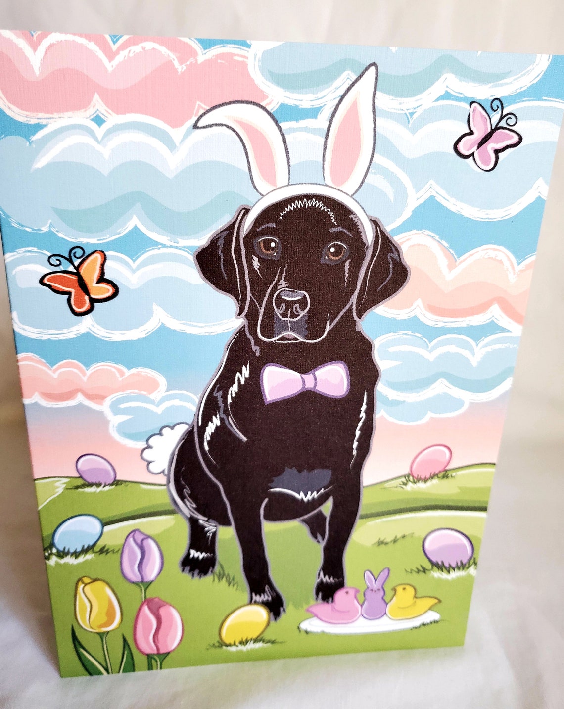 Easter Black Lab Greeting Card | Etsy