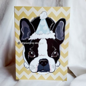 Chevron Boston Terrier Greeting Card