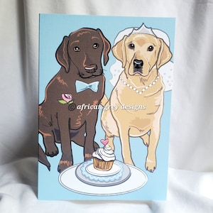 Wedding Labs - Greeting Card - Chocolate and Yellow Labs