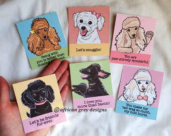 Poodle Valentines - Mini Eco-friendly Set of 6 on Linen Paper