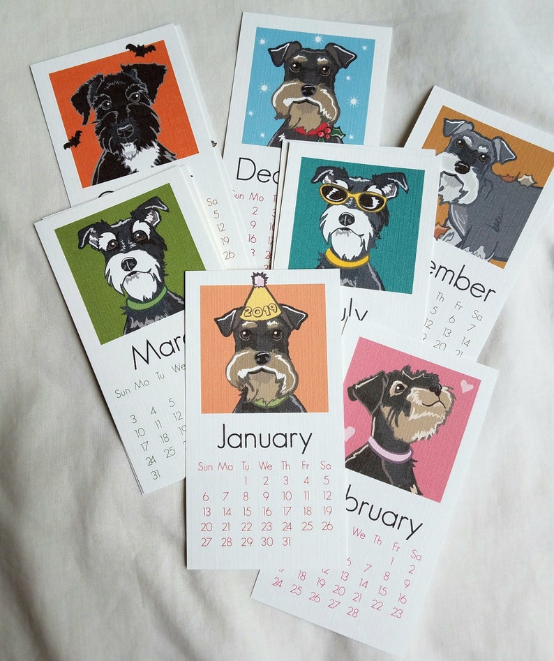 2019 Schnauzer Calendar Printed On Recycled Linen Paper Image 0
