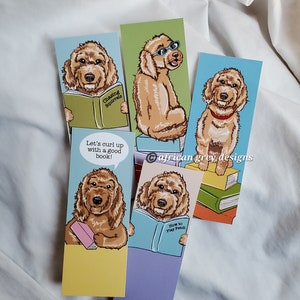 Labradoodle Bookmarks - Eco-friendly Set of 5 Printed on Recycled Linen Paper - Goldendoodles