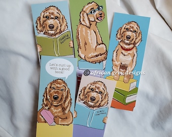 Labradoodle Bookmarks - Eco-friendly Set of 5 Printed on Recycled Linen Paper - Goldendoodles