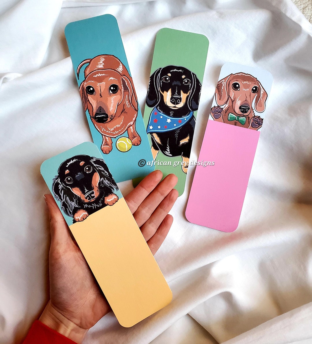 Large Dachshund Bookmarks Eco-friendly Set of 4 Printed on Recycled ...