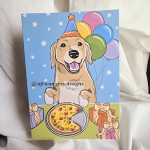 Pizza Yellow Lab Greeting Card