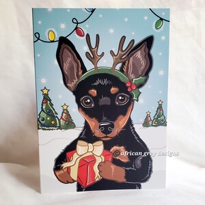 Christmas Min Pin Greeting Card - Reindeer Design