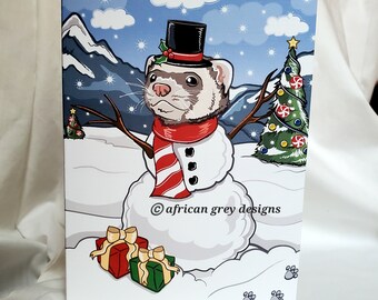 Ferret Snowman Greeting Card