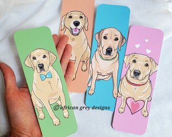 Large Yellow Lab Bookmarks - Eco-friendly Set of 4 - Printed on Recycled Linen Paper