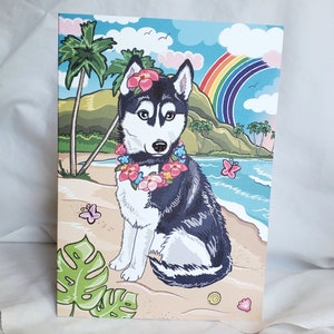 Hawaiian Husky Greeting Card
