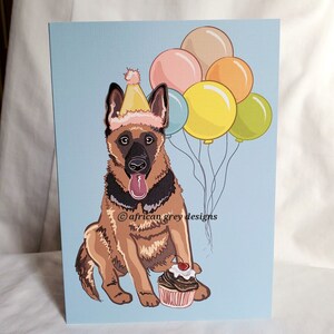 German Shepherd &#39;n Balloons Greeting Card