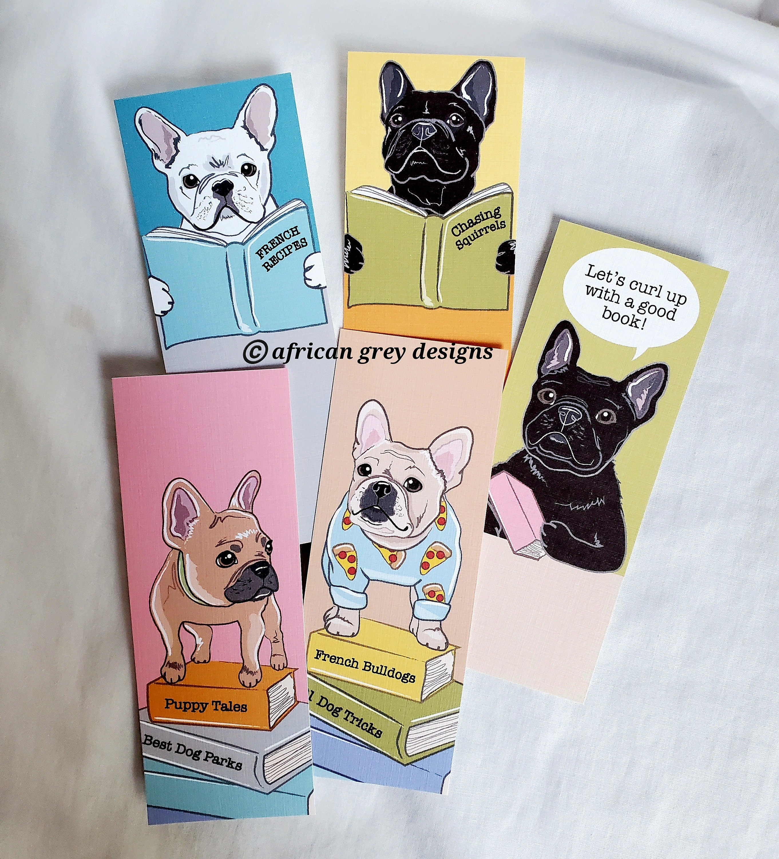 Bookworm French Bulldog Bookmarks Ecofriendly Set of 5 on Etsy