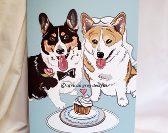 Wedding Corgis Greeting Card