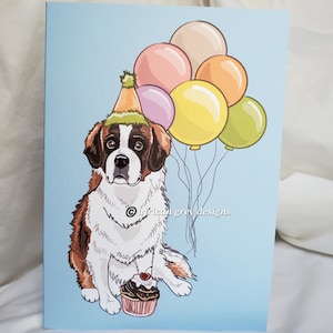 St. Bernard &#39;n Balloons Greeting Card - Saint Bernard