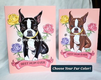 Best Mom Boston Terrier Greeting Card