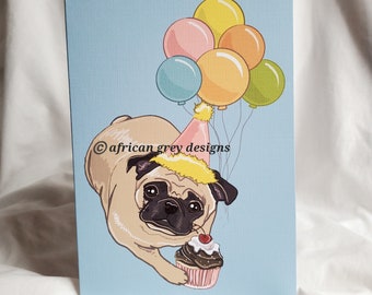Pug 'n Balloons Greeting Card