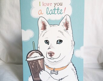 Latte White Husky Greeting Card - Choose Your Collar Color