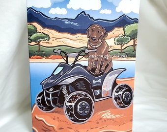 Chocolate Lab Four-Wheeler Offroad Greeting Card