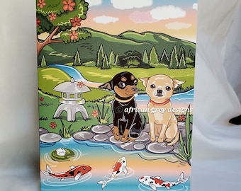 Chihuahua Koi Pond Greeting Card