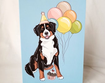 Bernese Mountain Dog 'n Balloons Greeting Card