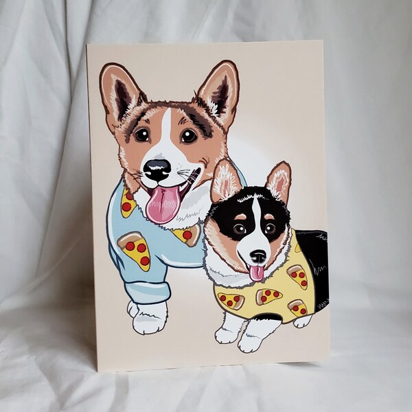 Corgi and Puppy Greeting Card