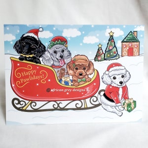 Poodles in a Sled Greeting Card