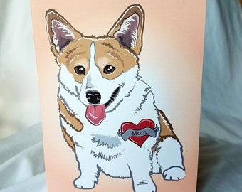 Corgi Tattoo Greeting Card - Tan and White