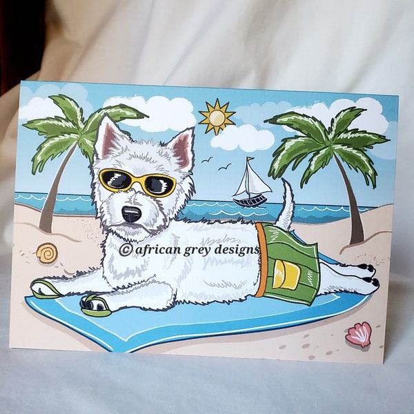 Beach Westie Greeting Card