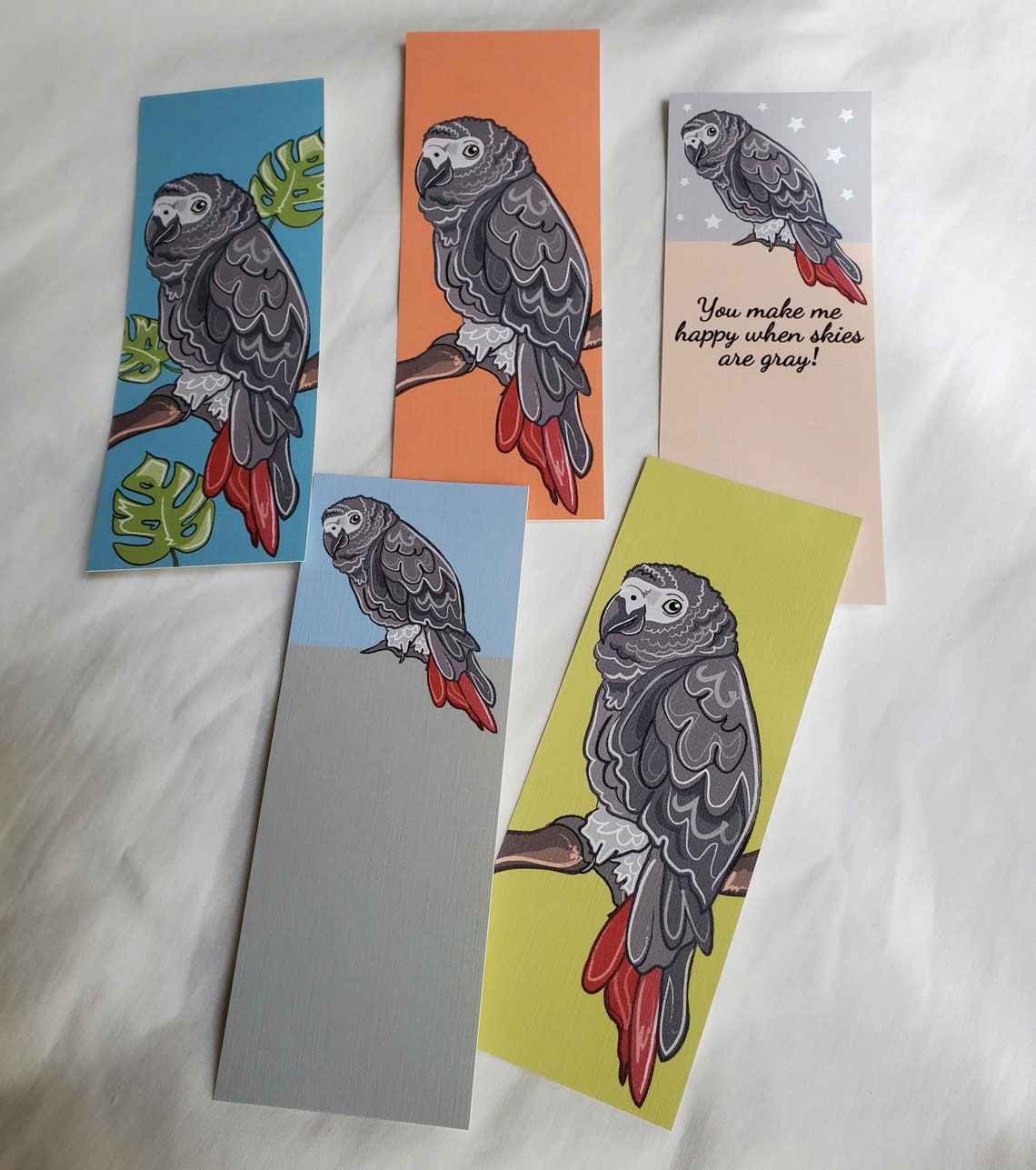 African Grey Parrot Bookmarks Eco-friendly Set of 5 | Etsy
