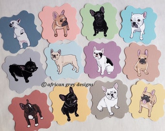 French Bulldog Die Cut Collection - Eco-friendly Set of 12 - Scrapbooking Embellishment