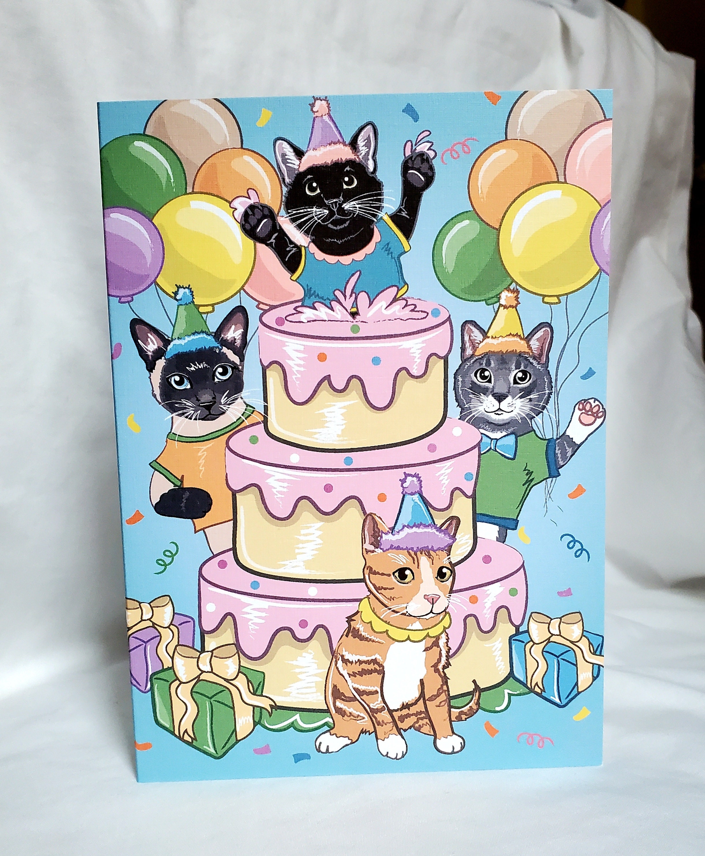 Cat Birthday Cake Greeting Card - Etsy