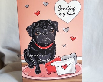 Pug Sympathy Greeting Card - Sending My Love