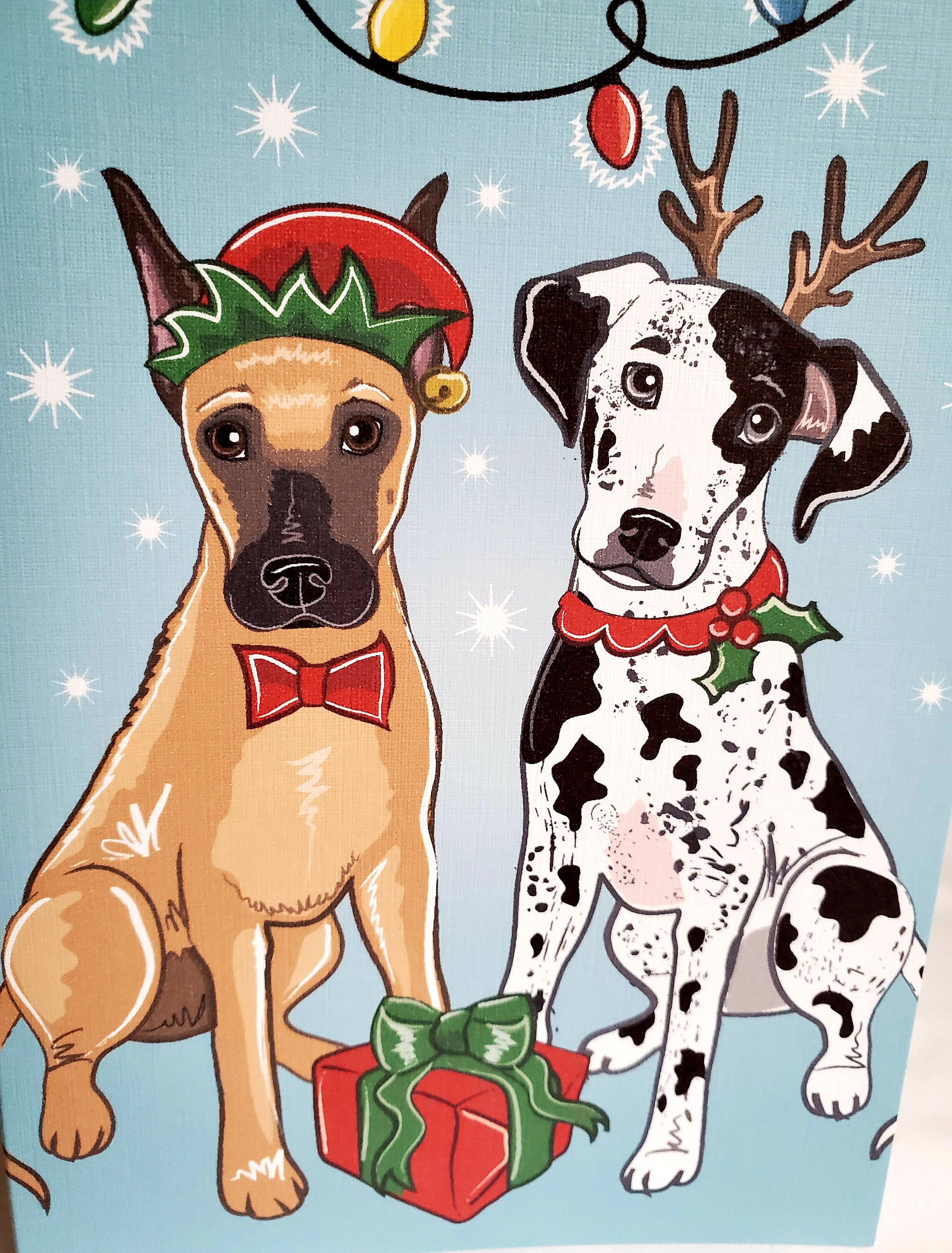 Christmas Great Danes Greeting Card | Etsy