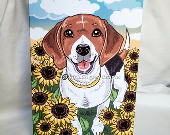 Beagle Sunflowers Greeting Card