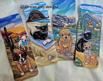 Chihuahua Mountain Scene Bookmarks -  Eco-friendly Set of 4 on Recycled Linen Paper