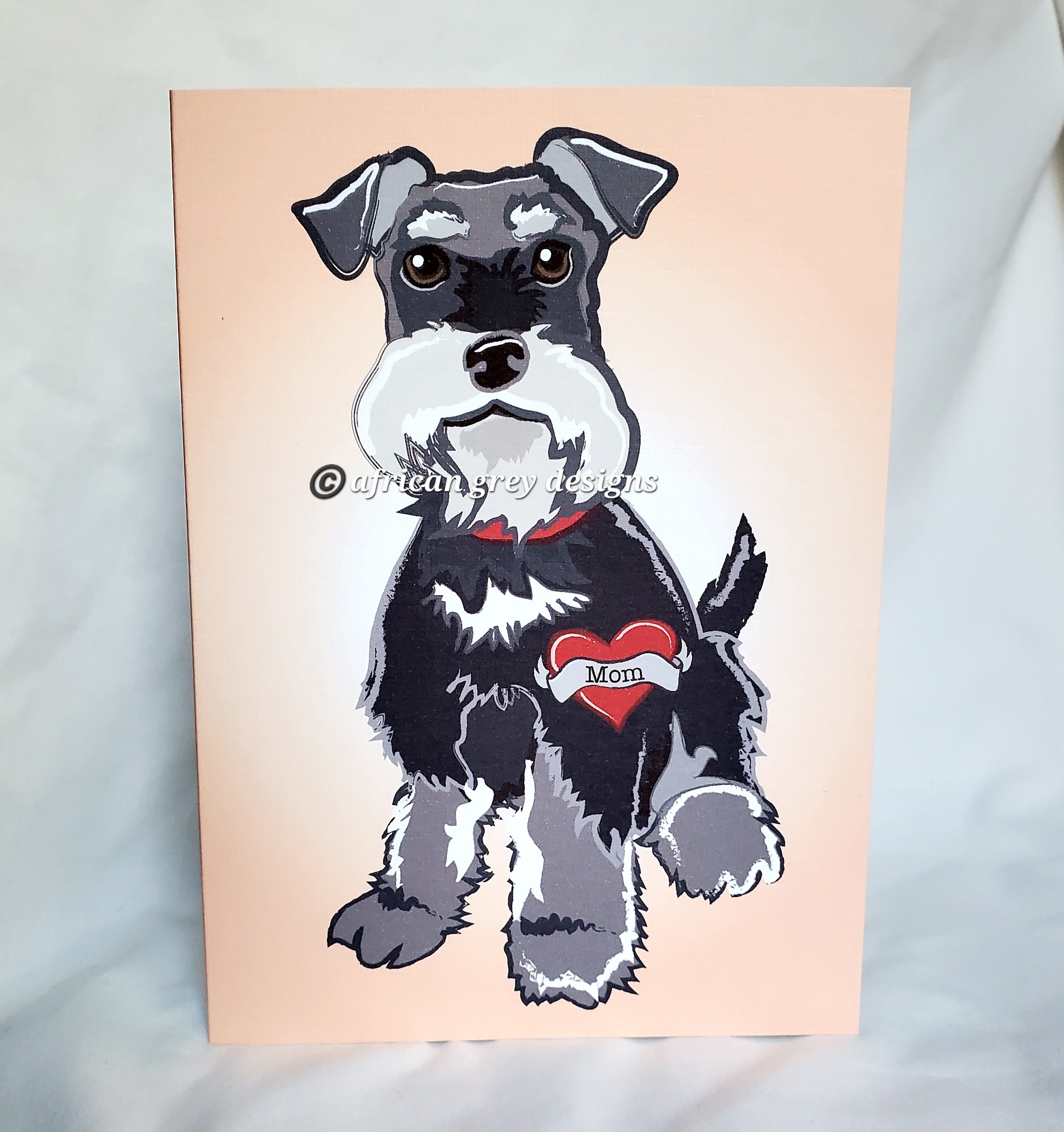 Custom Schnauzer Tattoo Greeting Card - Etsy New Zealand