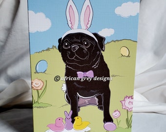 Easter Pug Greeting Card