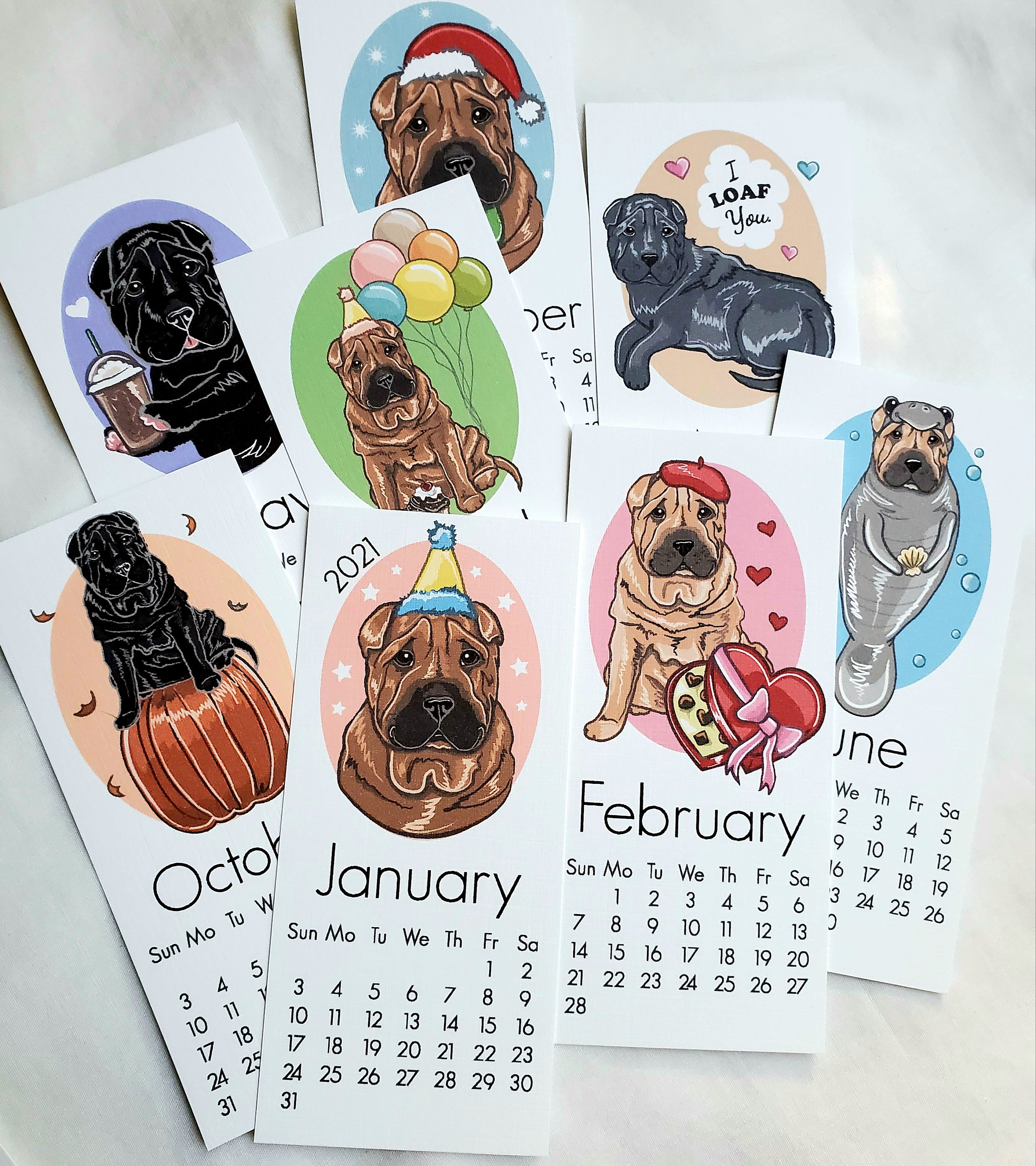 2021 Shar Pei Calendar Mini Desk Size Printed on Recycled Etsy