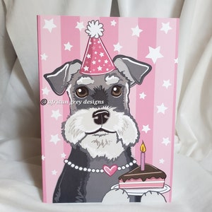 Pink Birthday Schnauzer Greeting Card