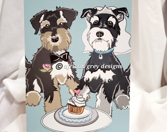 Wedding Schnauzers Greeting Card