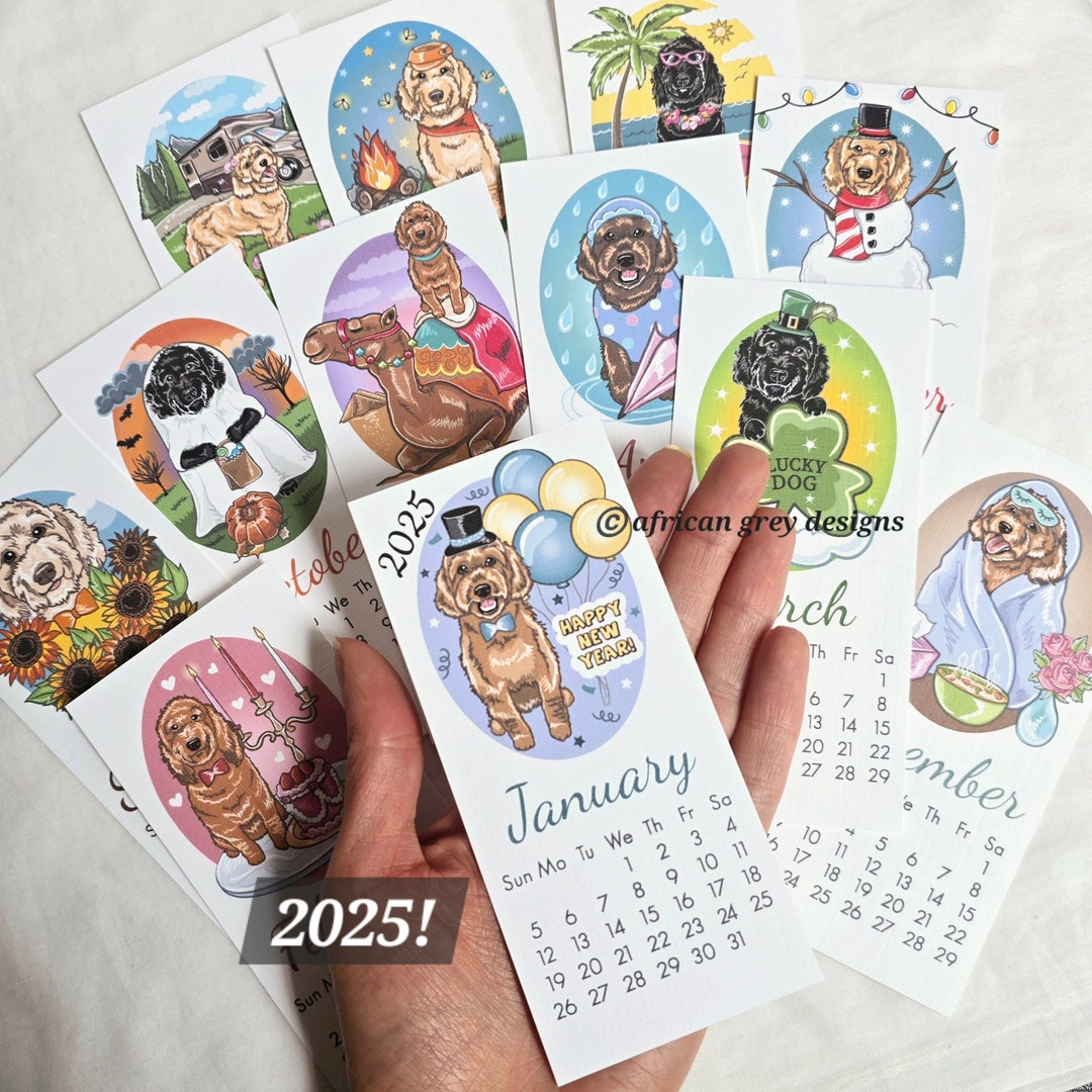 2025 Labradoodle/goldendoodle Calendar Mini Desk Size Printed on