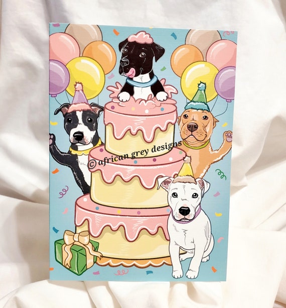 Pitbull Bikini Birthday Card 