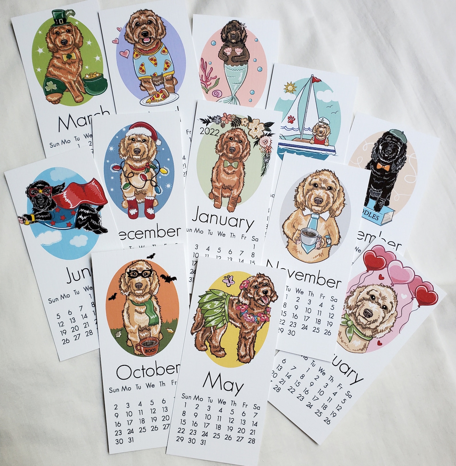 2022 Labradoodle/goldendoodle Calendar Mini Desk Size Etsy