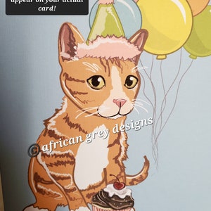 Orange Cat 'n Balloons Greeting Card image 2