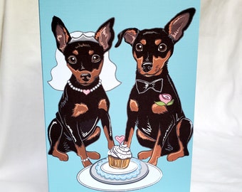 Wedding Min Pins Greeting Card - Choose Your Fur Colors