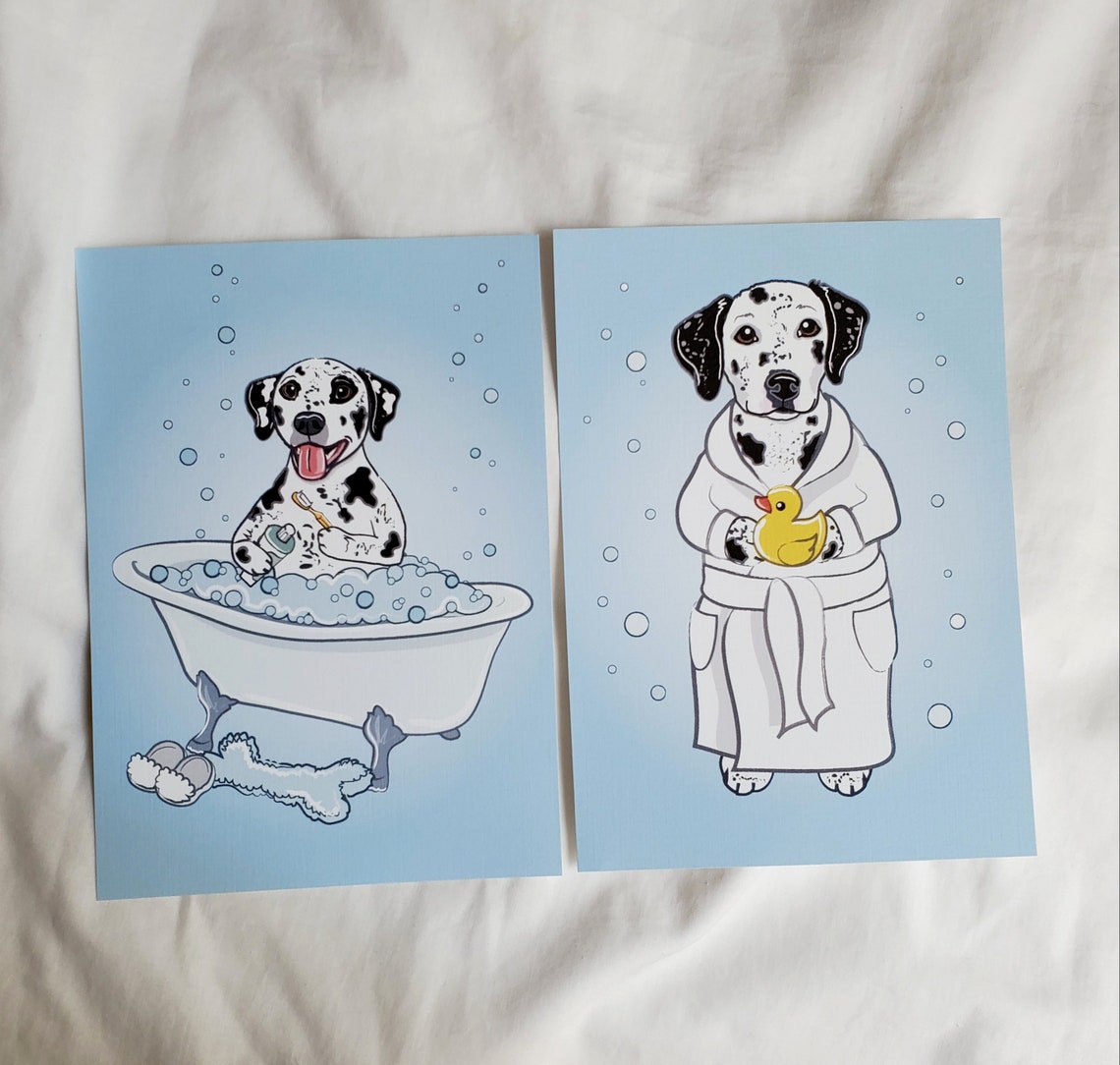 Dalmatian Bathroom Prints 5x7 Ecofriendly Pair Etsy